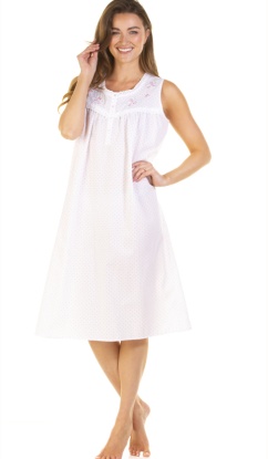 La Marquise Emily Dot Polycotton Sleeveless Nightdress